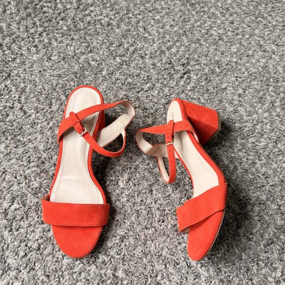 Cole Haan Shoes - Cole Haan Josie Block Heel Sandals Piinciana Suede Orange Size US 8.5 B NEW